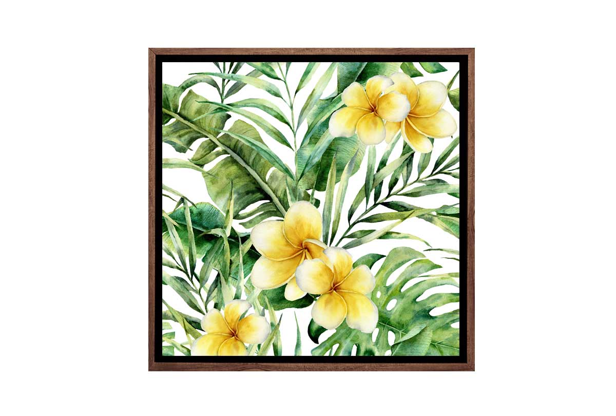 Tropical Leaves Frajapani Watercolor | Canvas Wall Art Print - Final Touch Decor