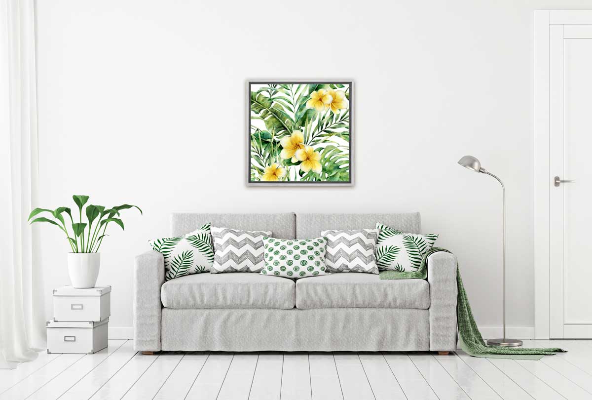 Tropical Leaves Frajapani Watercolor | Canvas Wall Art Print - Final Touch Decor
