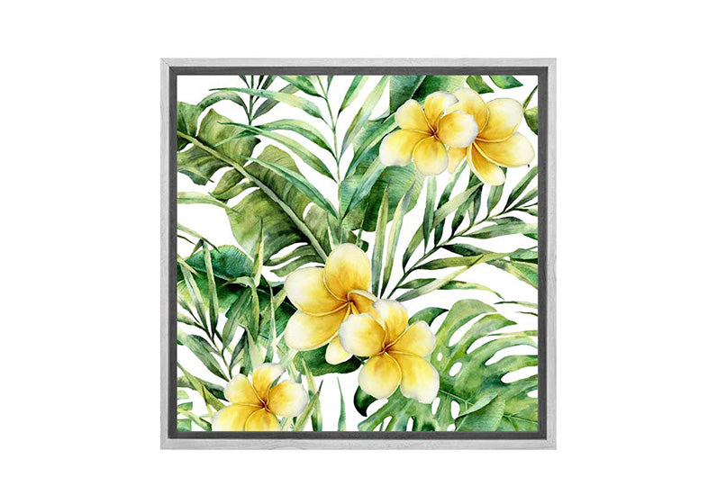 Tropical Leaves Frajapani Watercolor | Canvas Wall Art Print - Final Touch Decor