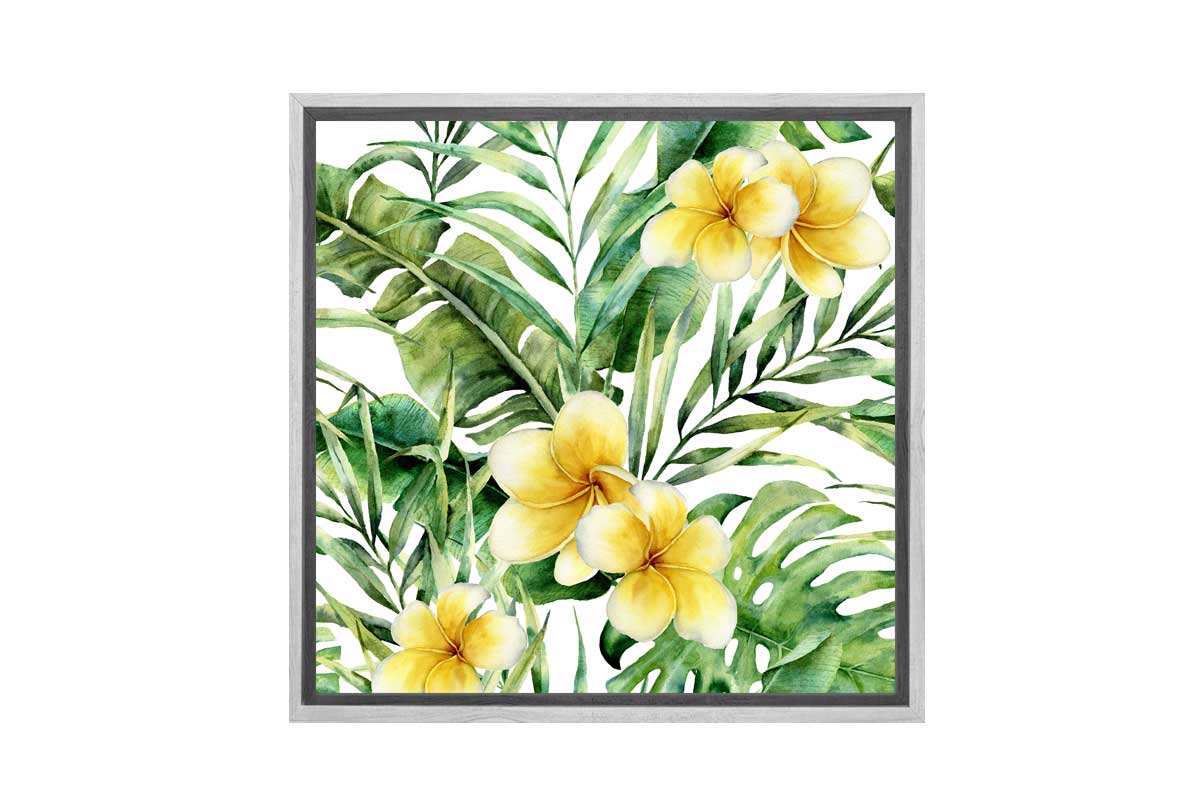 Tropical Leaves Frajapani Watercolor | Canvas Wall Art Print - Final Touch Decor