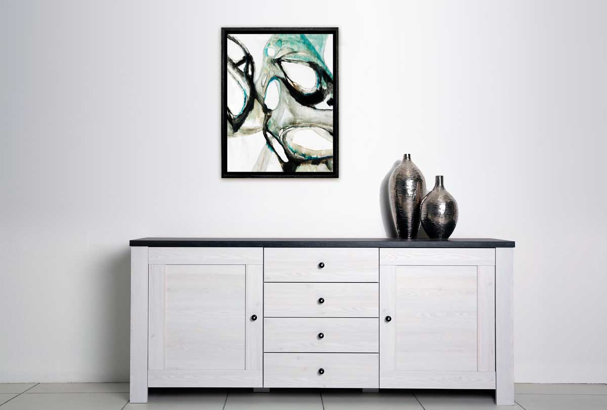 Teal Grey Black Watercolour Abstract | Canvas Wall Art Print - Final Touch Decor