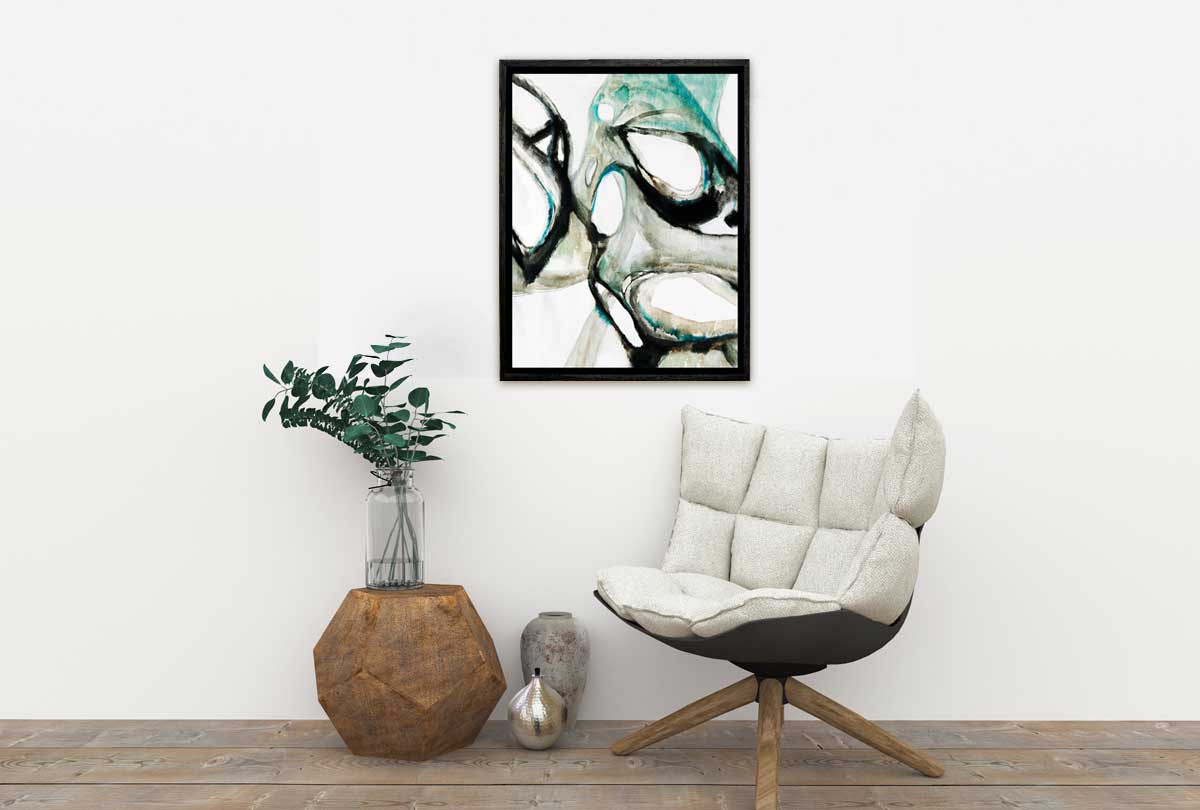 Teal Grey Black Watercolour Abstract | Canvas Wall Art Print - Final Touch Decor