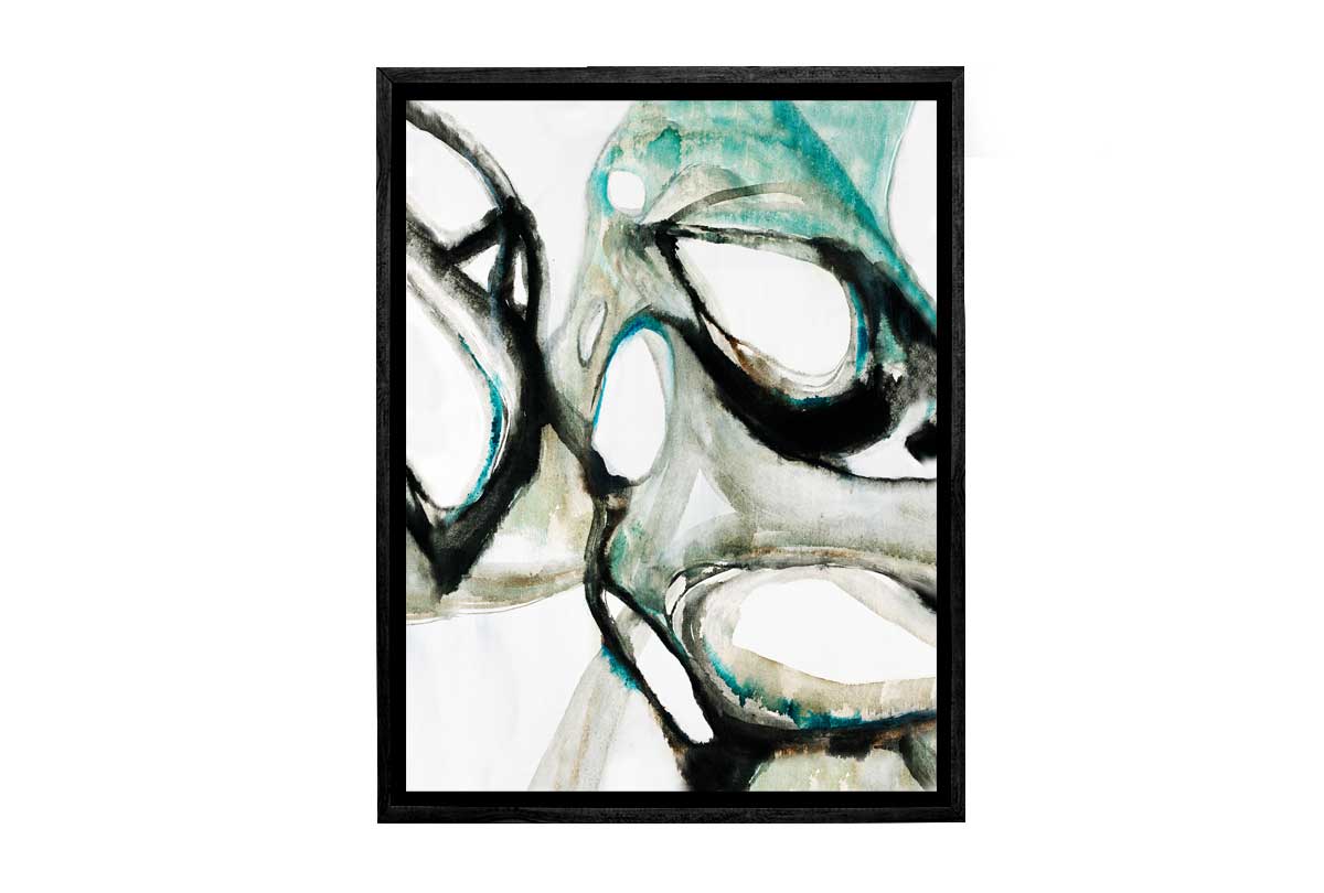 Teal Grey Black Watercolour Abstract | Canvas Wall Art Print - Final Touch Decor