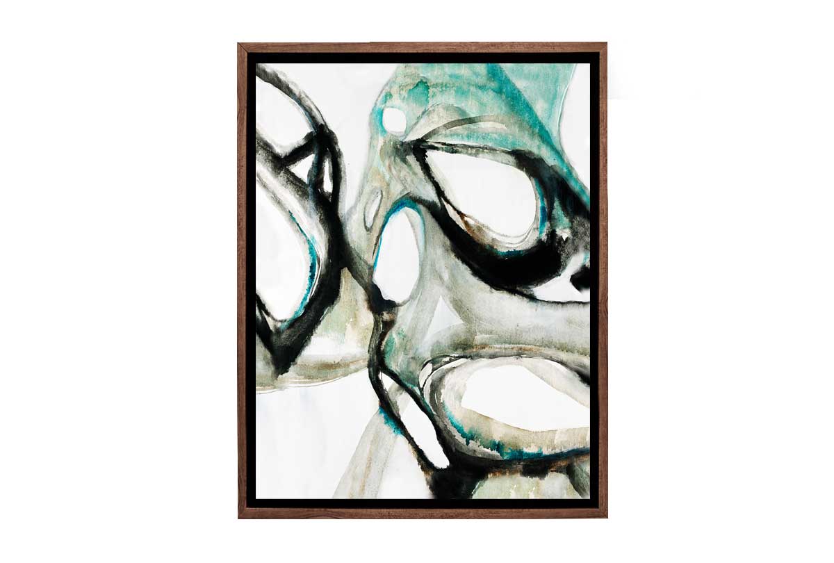 Teal Grey Black Watercolour Abstract | Canvas Wall Art Print - Final Touch Decor