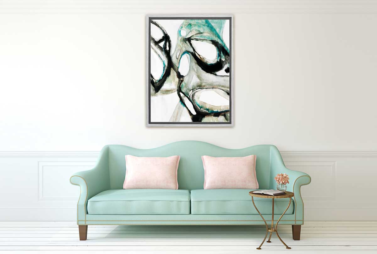Teal Grey Black Watercolour Abstract | Canvas Wall Art Print - Final Touch Decor