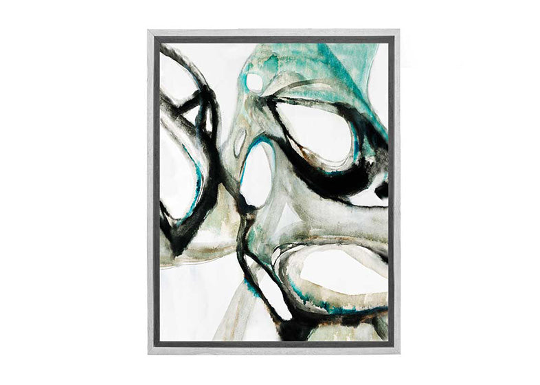 Teal Grey Black Watercolour Abstract | Canvas Wall Art Print - Final Touch Decor