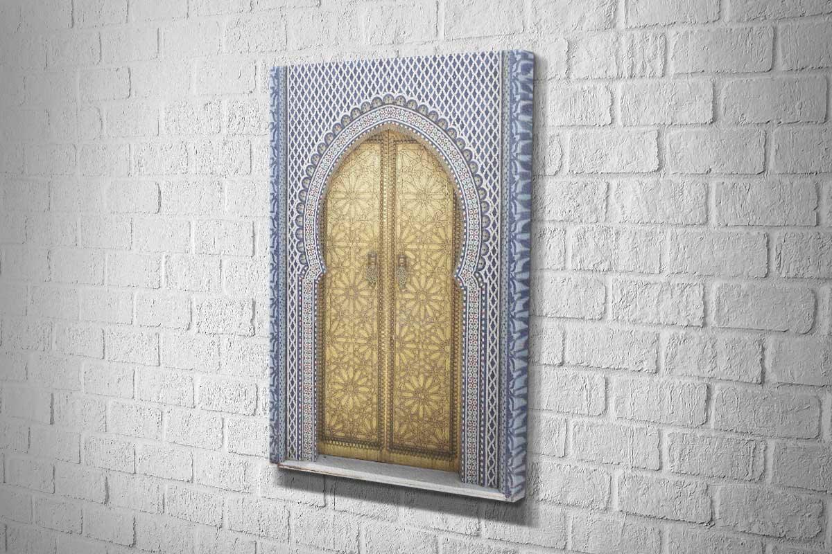 Blue Gold Moroccan Door | Canvas Wall Art Print - Final Touch Decor