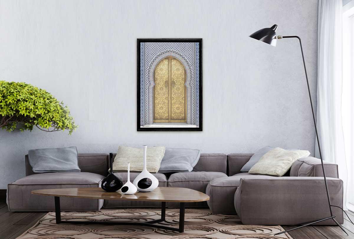Blue Gold Moroccan Door | Canvas Wall Art Print - Final Touch Decor
