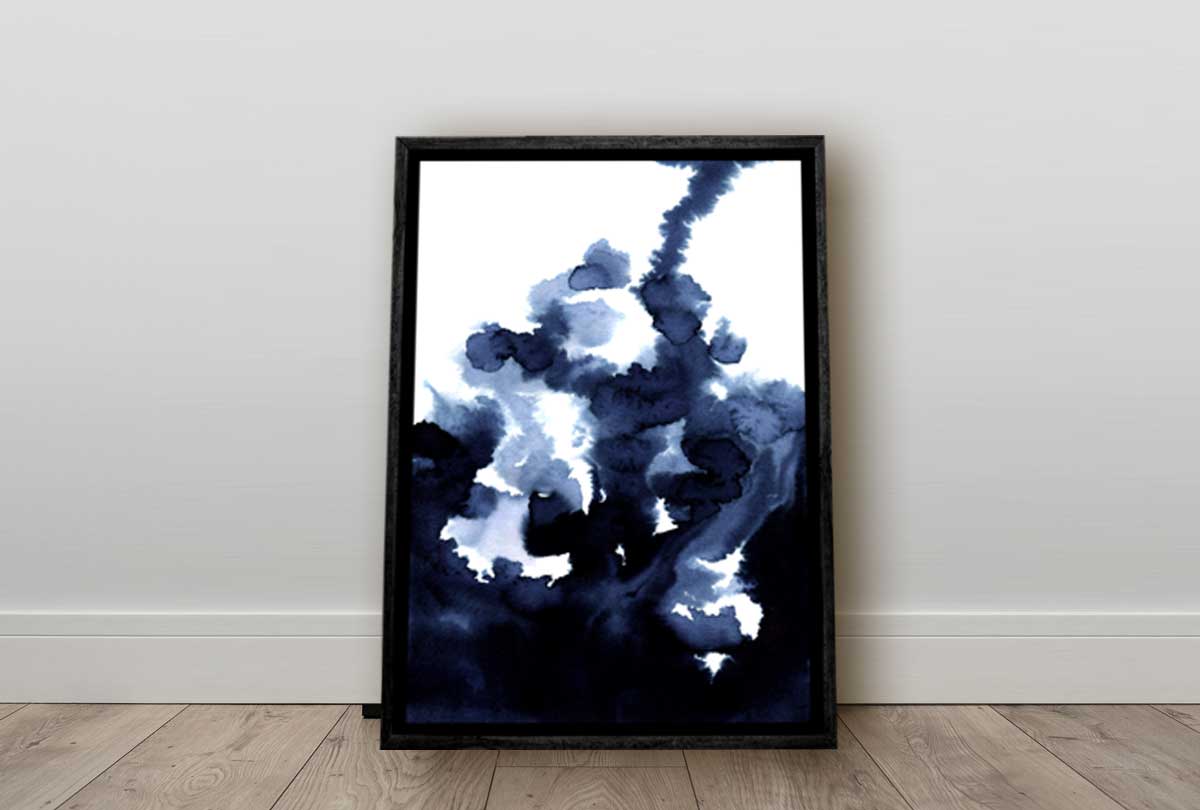 Deep Blue Watercolor Abstract 2 | Canvas Wall Art Print - Final Touch Decor