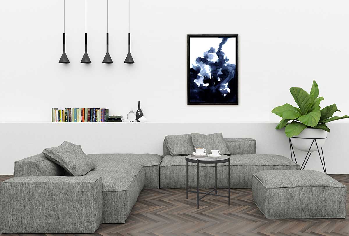 Deep Blue Watercolor Abstract 2 | Canvas Wall Art Print - Final Touch Decor