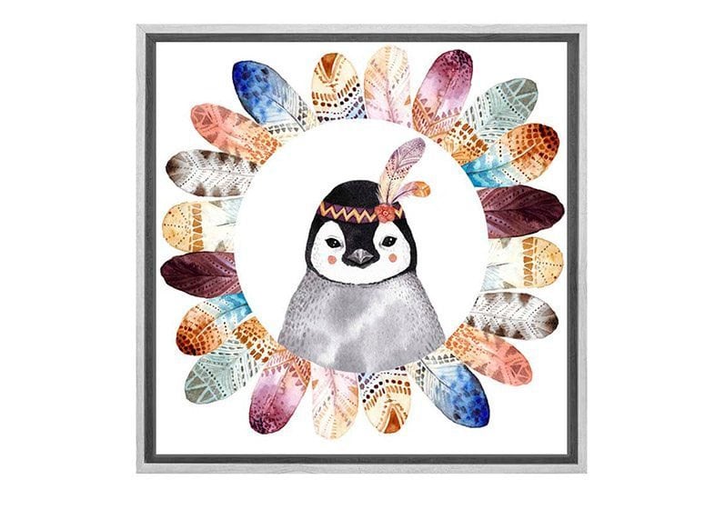 Boho Cute Penguin | Kid's Canvas Wall Art Print - Final Touch Decor