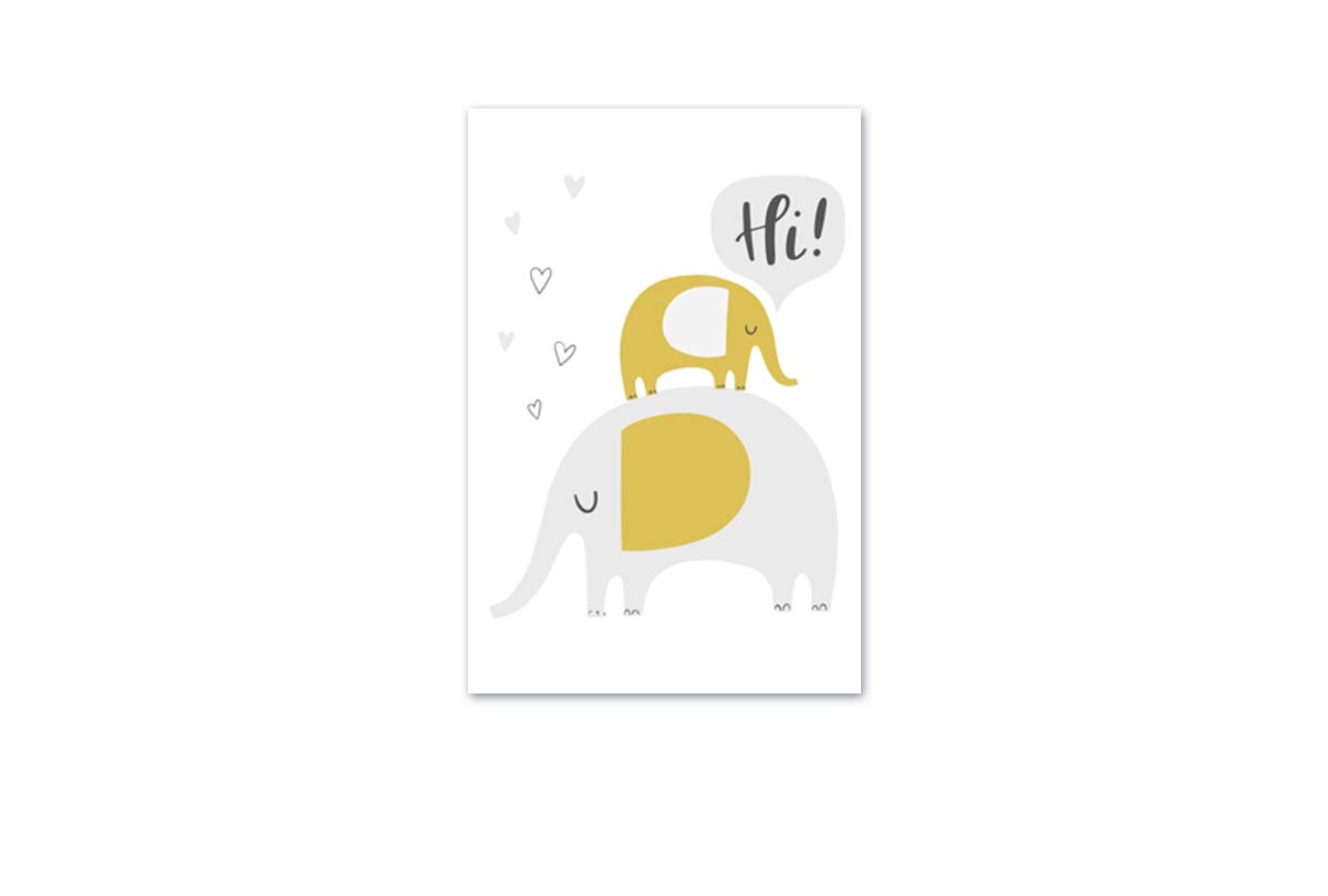 Elephants Grey Gold | Scandinavian Kid's Wall Art Print - Final Touch Decor