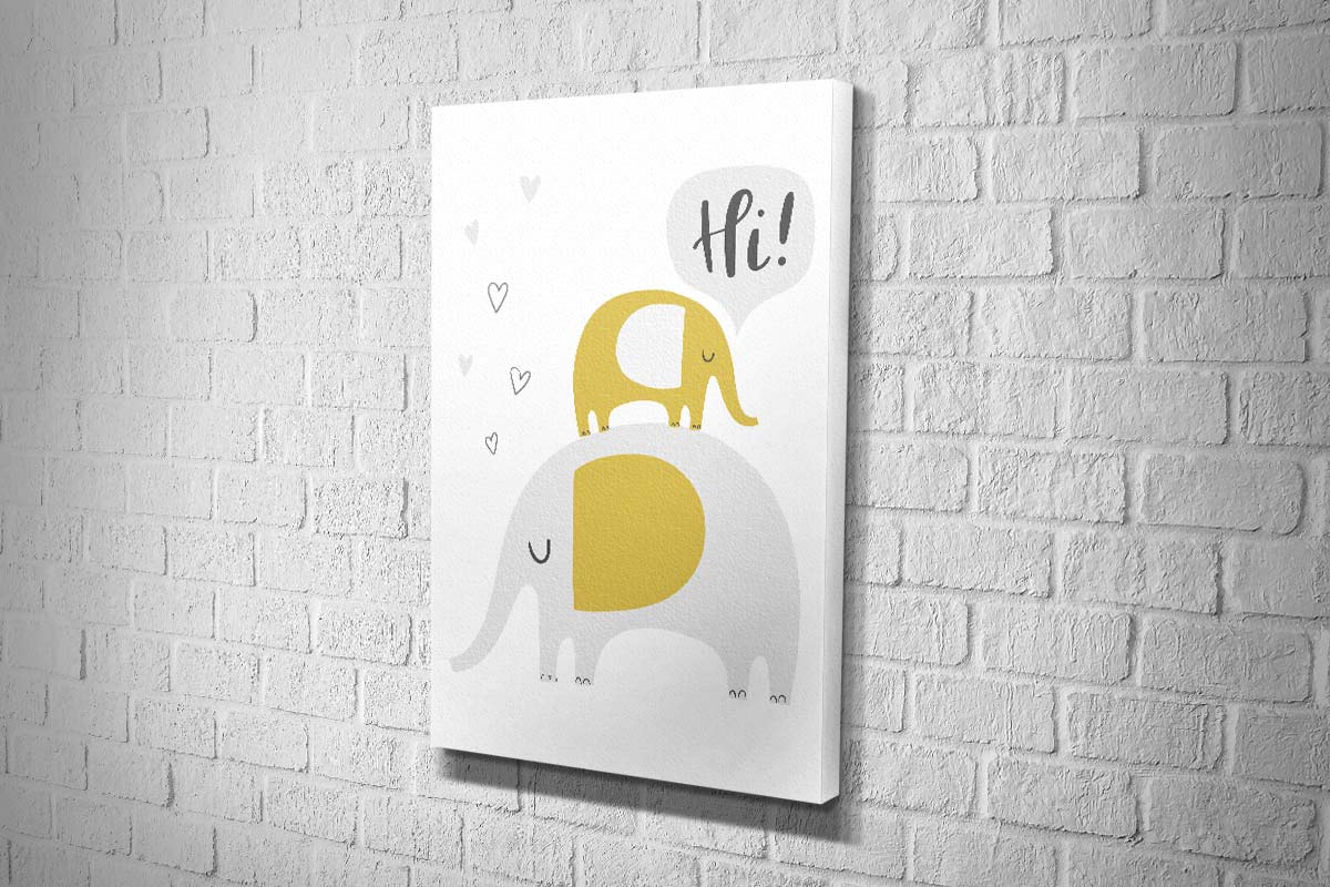 Elephants Grey Gold | Scandinavian Kid's Wall Art Print - Final Touch Decor