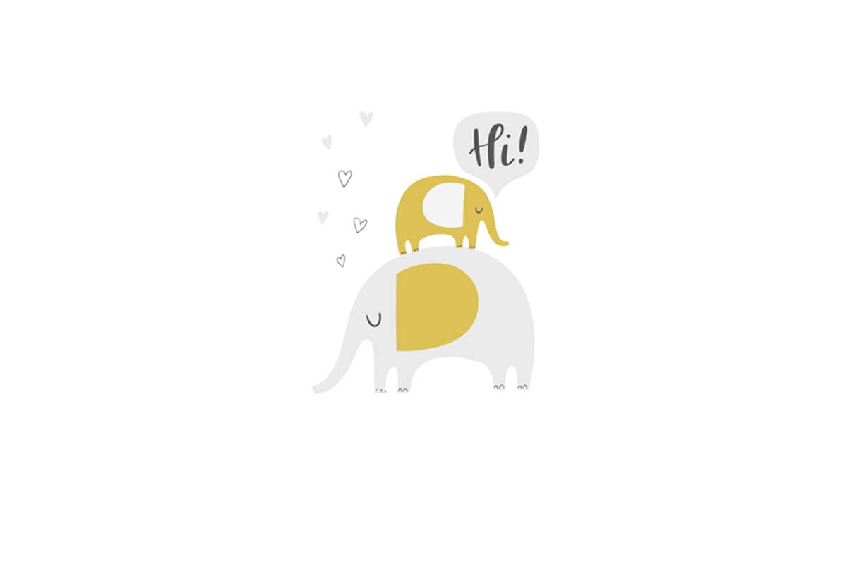 Elephants Grey Gold | Scandinavian Kid's Wall Art Print - Final Touch Decor