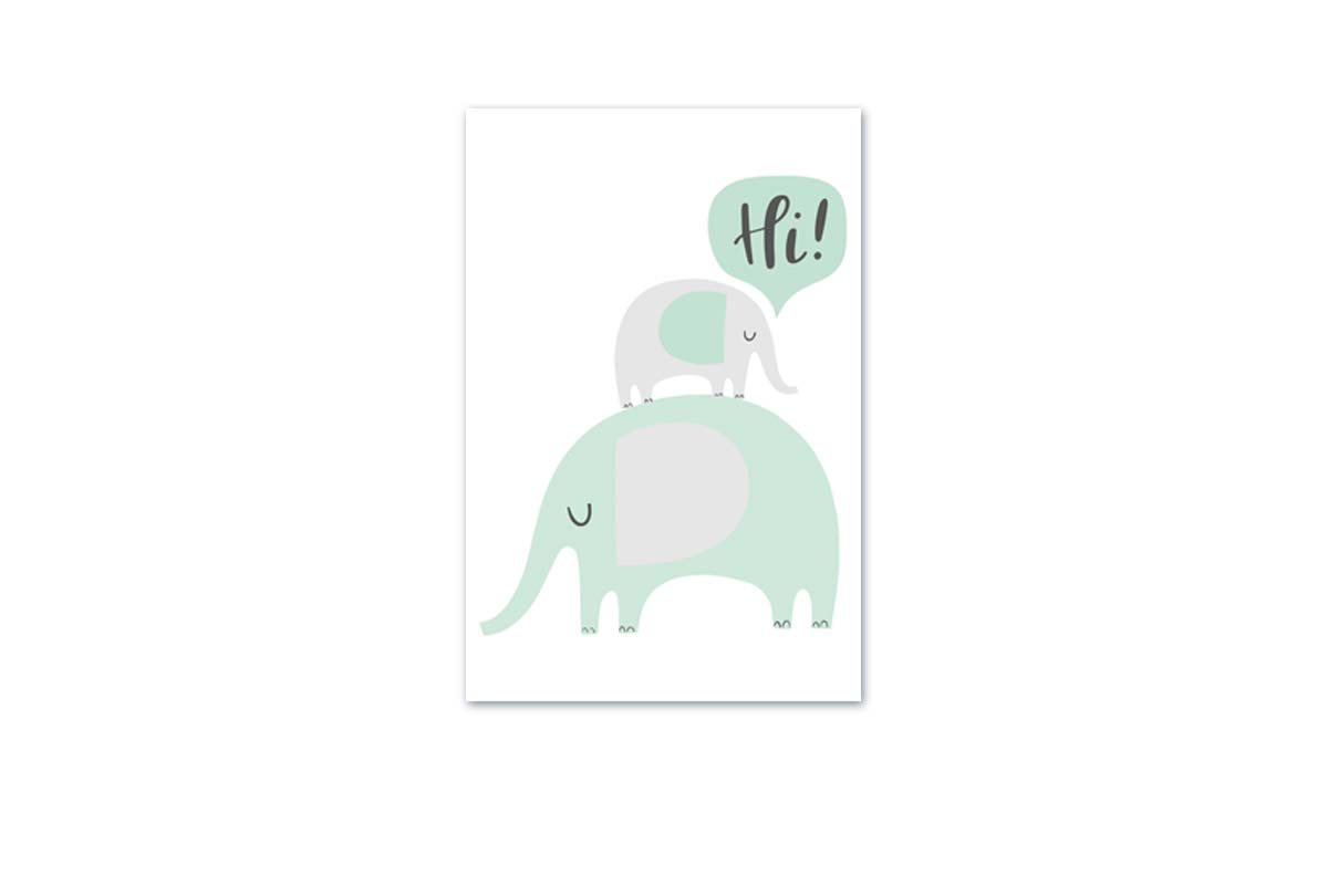 Elephants Teal | Scandinavian Kid's Wall Art Print - Final Touch Decor