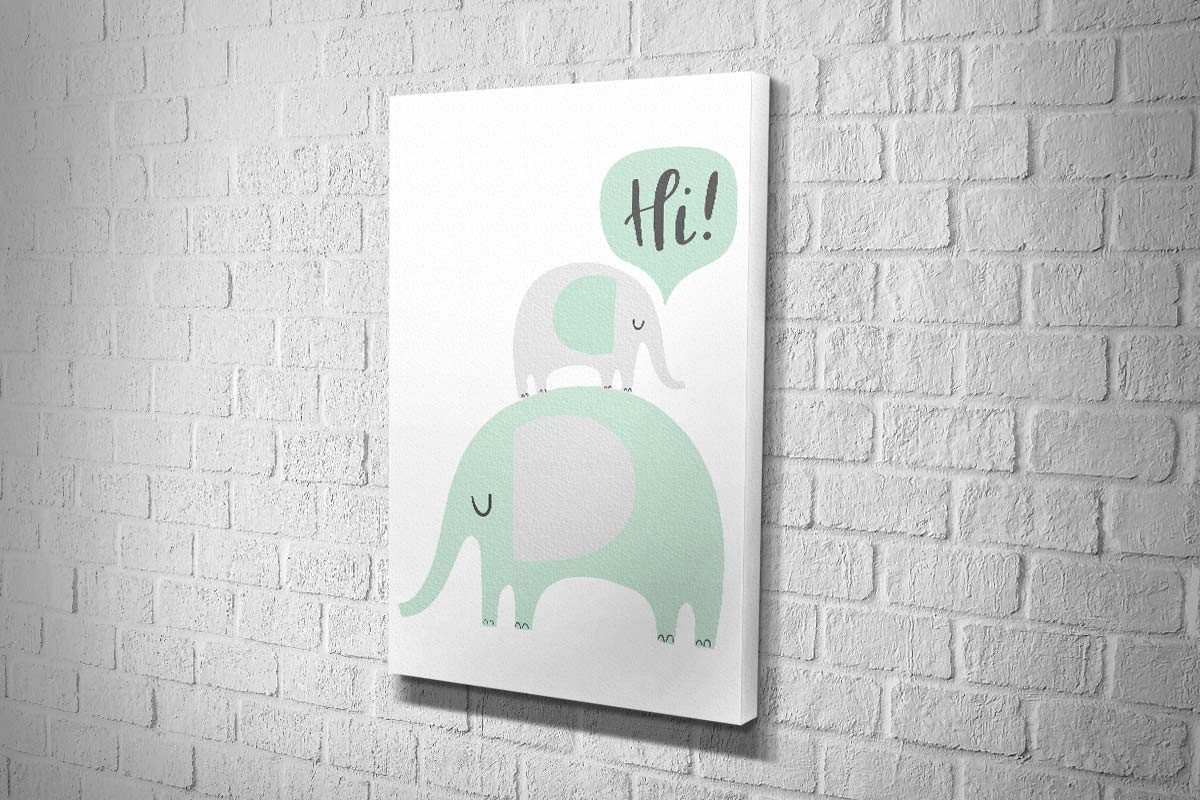 Elephants Teal | Scandinavian Kid's Wall Art Print - Final Touch Decor