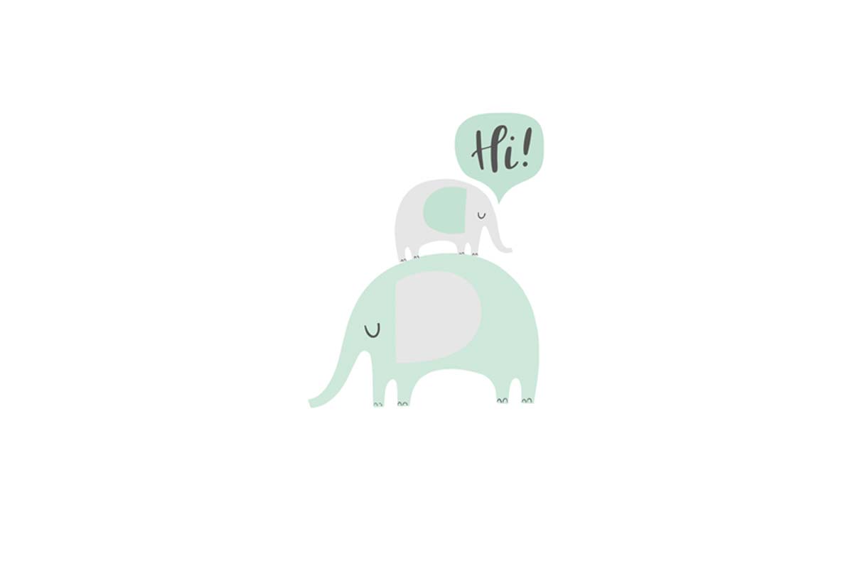 Elephants Teal | Scandinavian Kid's Wall Art Print - Final Touch Decor