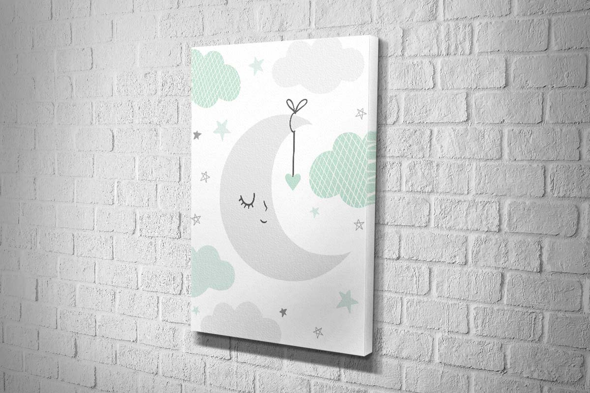 Moon Clouds Starts Teal | Scandinavian Kid's Wall Art Print - Final Touch Decor