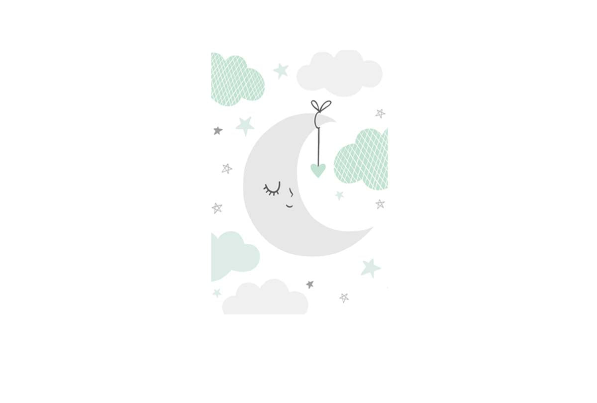 Moon Clouds Starts Teal | Scandinavian Kid's Wall Art Print - Final Touch Decor