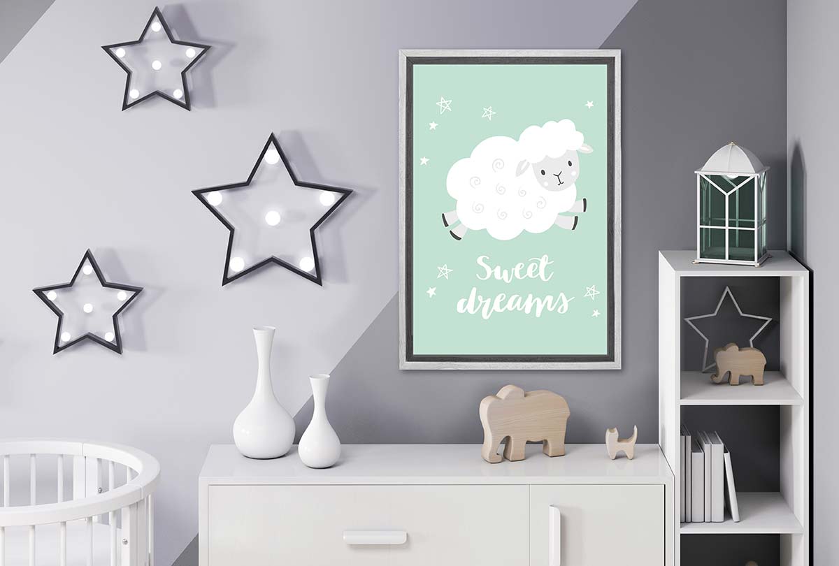 Sweet Dreams Teal | Scandinavian Kid's Wall Art Print - Final Touch Decor