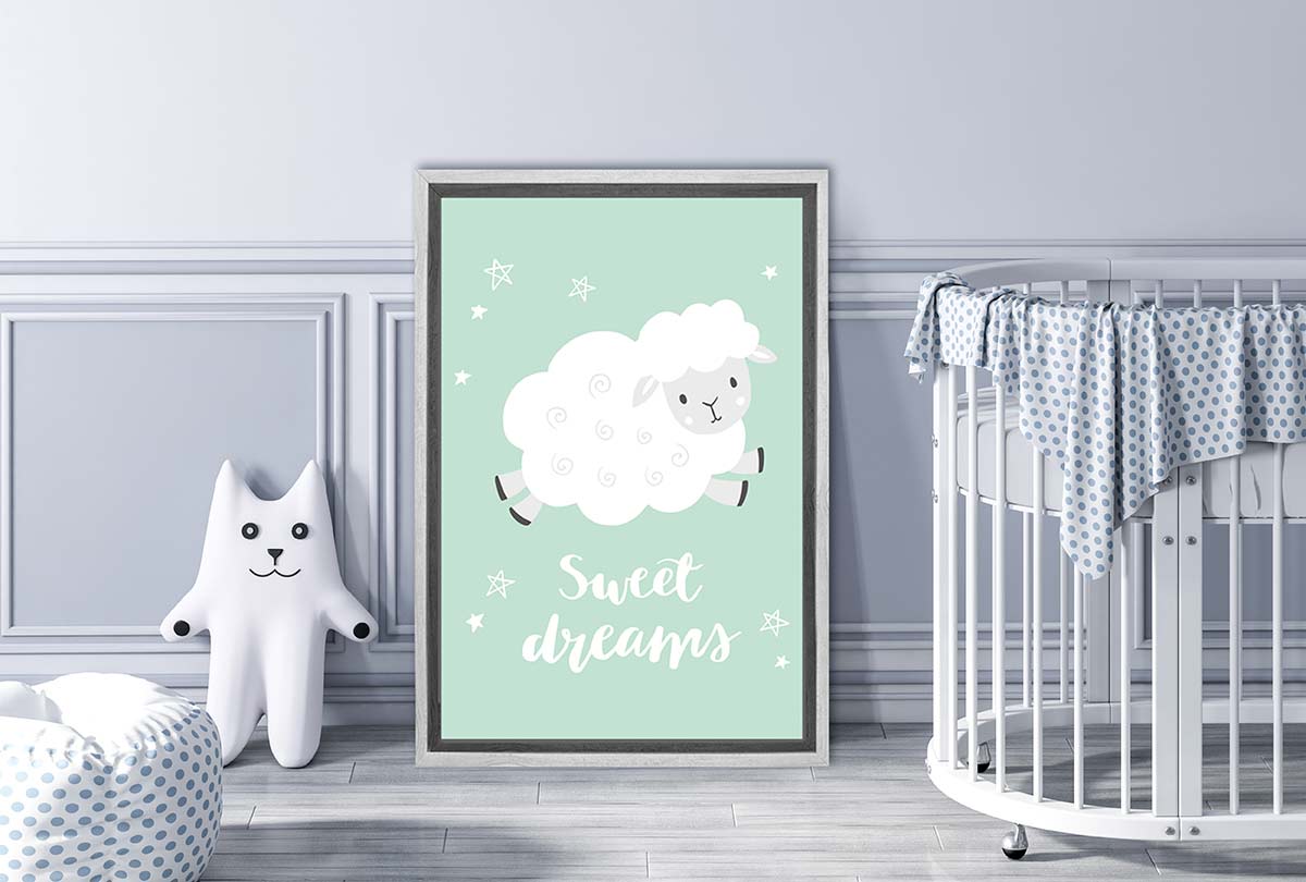 Sweet Dreams Teal | Scandinavian Kid's Wall Art Print - Final Touch Decor