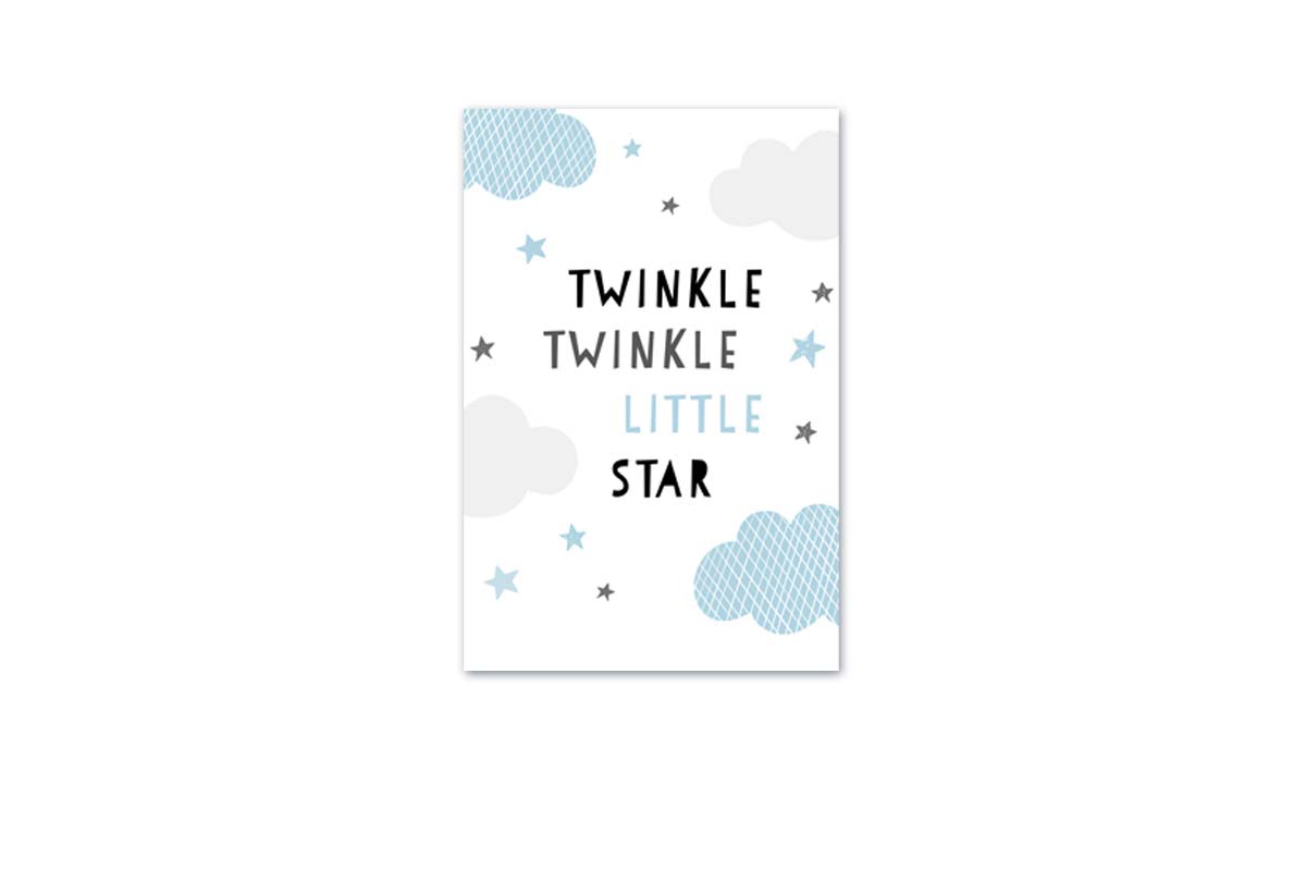 Twinkle Twinkle Blue Grey | Scandinavian Kid's Wall Art Print - Final Touch Decor
