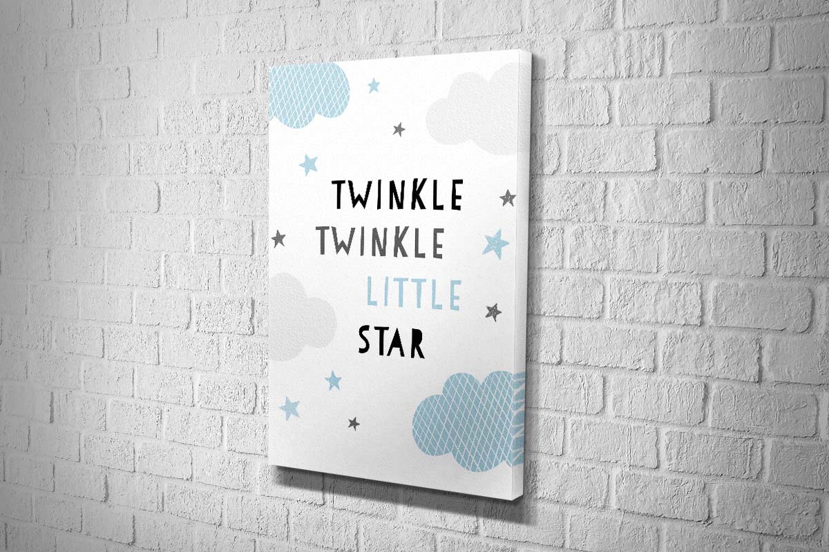 Twinkle Twinkle Blue Grey | Scandinavian Kid's Wall Art Print - Final Touch Decor