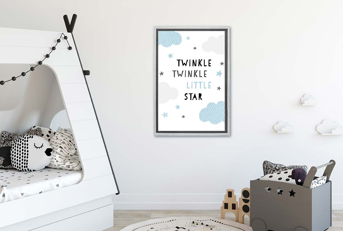 Twinkle Twinkle Blue Grey | Scandinavian Kid's Wall Art Print - Final Touch Decor