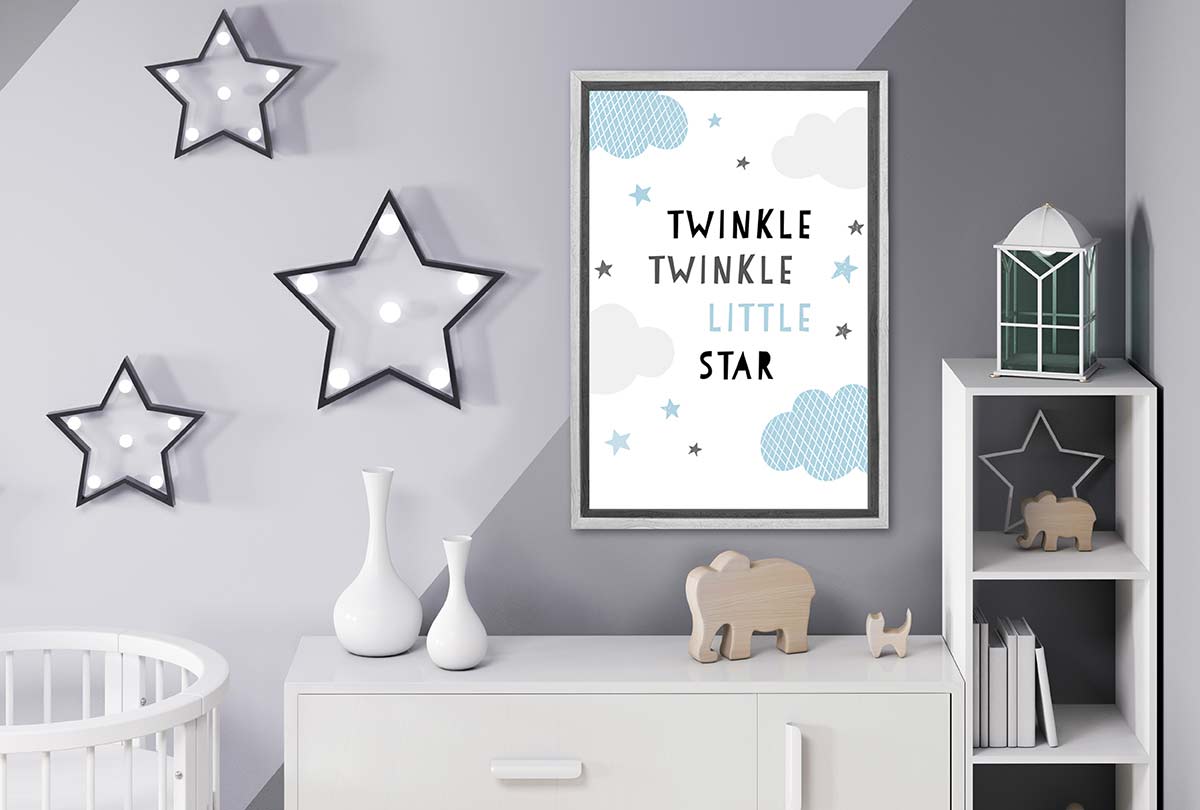 Twinkle Twinkle Blue Grey | Scandinavian Kid's Wall Art Print - Final Touch Decor