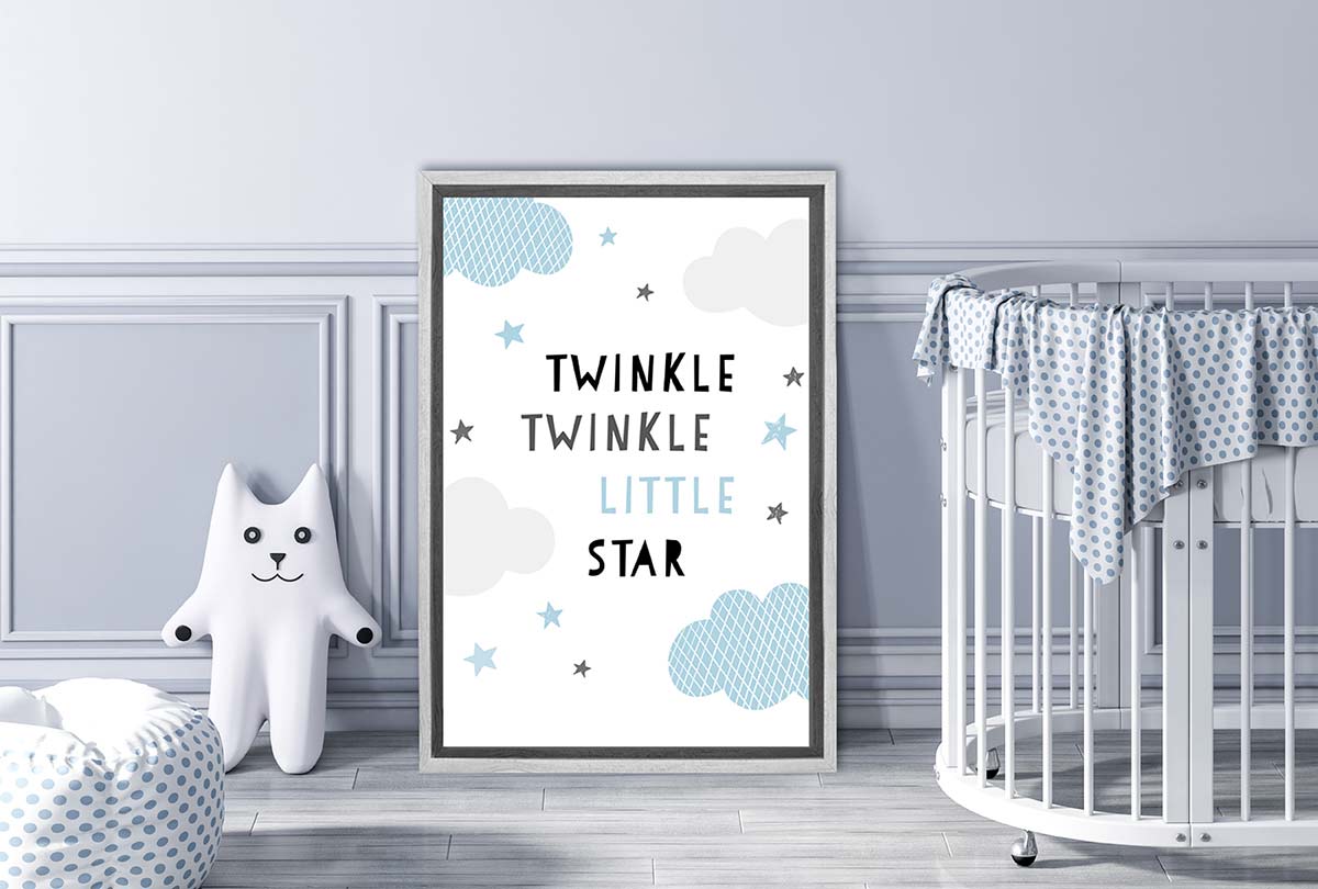 Twinkle Twinkle Blue Grey | Scandinavian Kid's Wall Art Print - Final Touch Decor