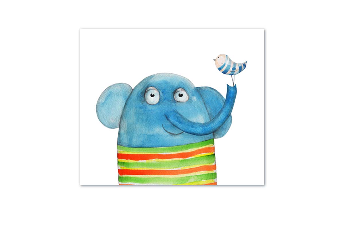 Elephant With Bird | Canvas Wall Art Print - Final Touch Decor
