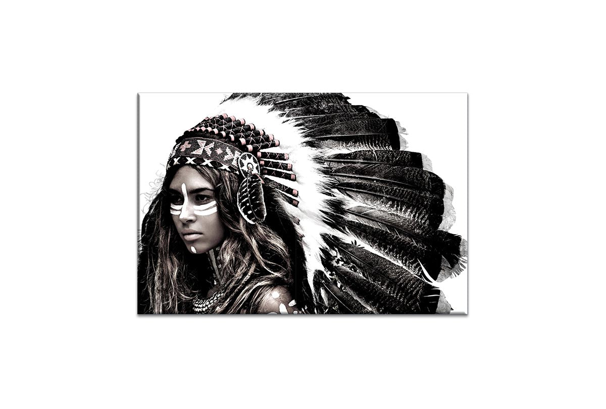 Woman in Feather Headdress | Canvas Wall Art Print - Final Touch Decor