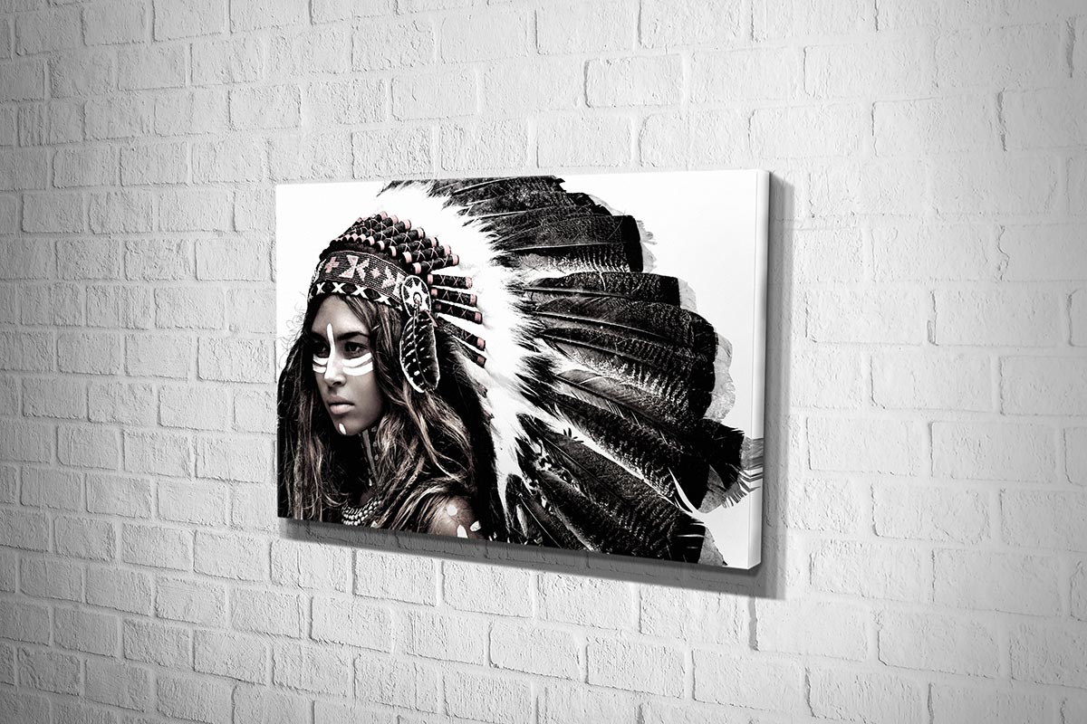 Woman in Feather Headdress | Canvas Wall Art Print - Final Touch Decor