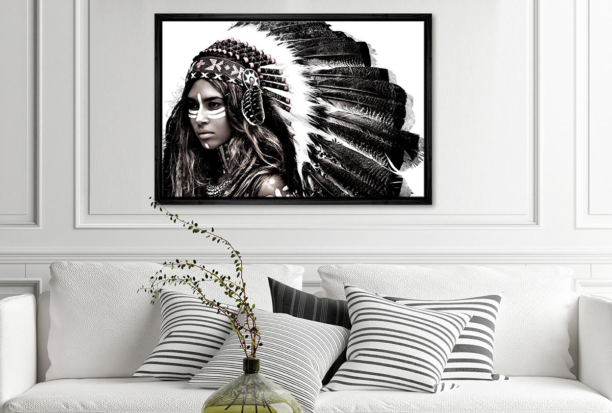 Woman in Feather Headdress | Canvas Wall Art Print - Final Touch Decor