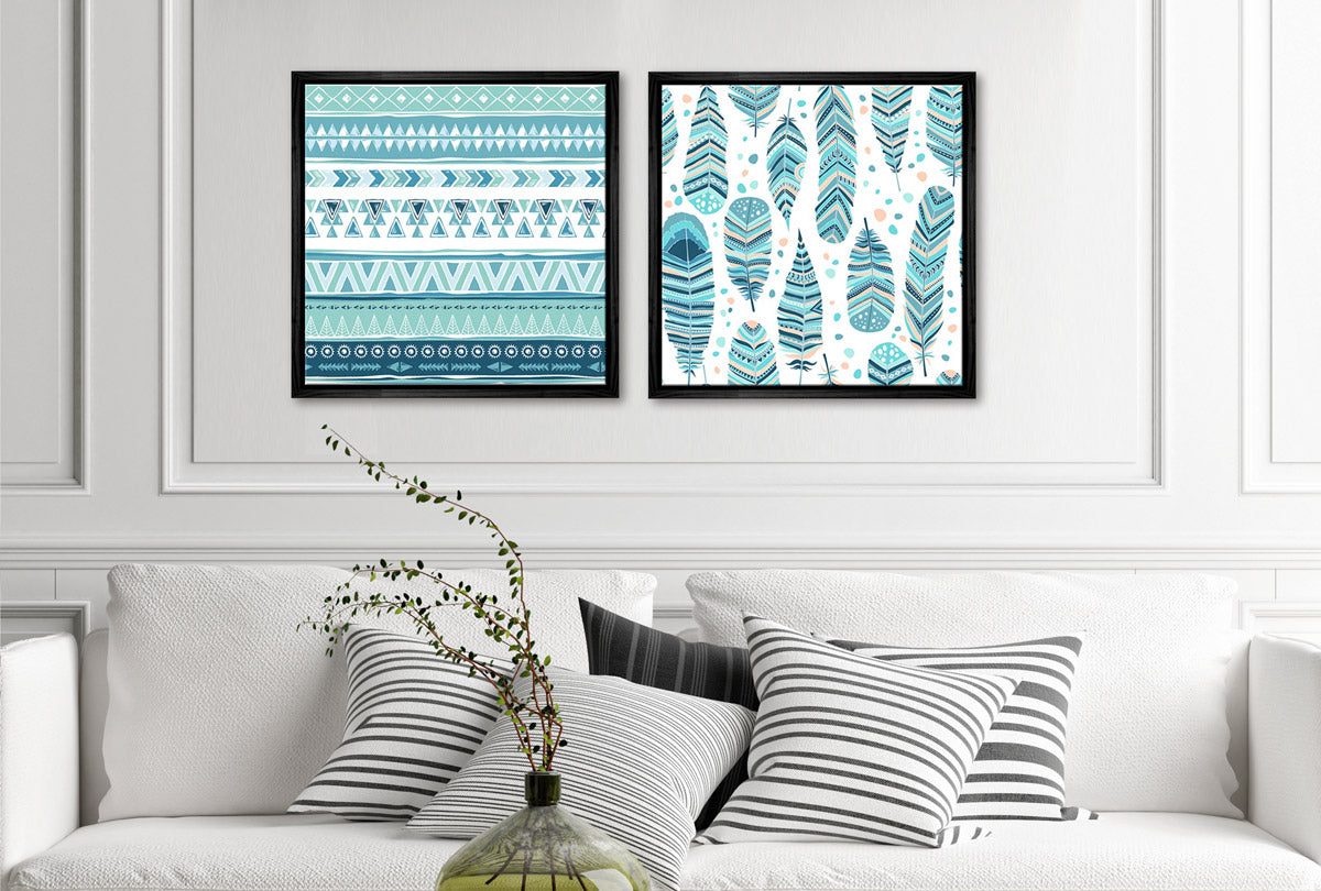 Blue Feather Pattern | Canvas Wall Art Print - Final Touch Decor