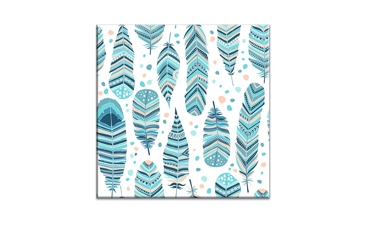 Blue Feather Pattern | Canvas Wall Art Print - Final Touch Decor