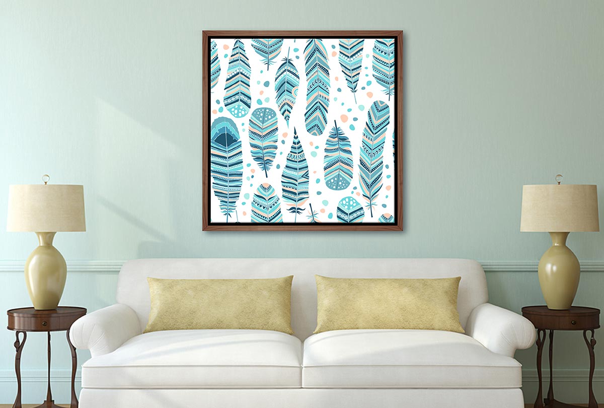 Blue Feather Pattern | Canvas Wall Art Print - Final Touch Decor