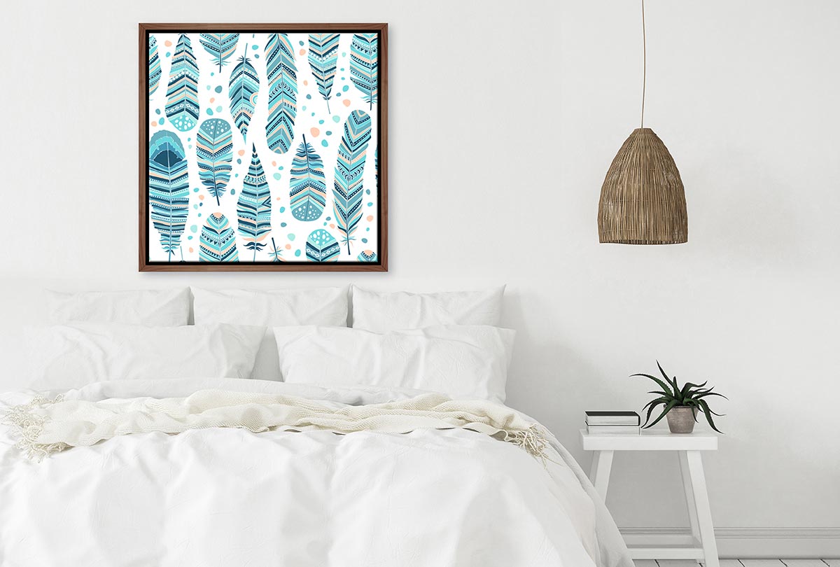 Blue Feather Pattern | Canvas Wall Art Print - Final Touch Decor