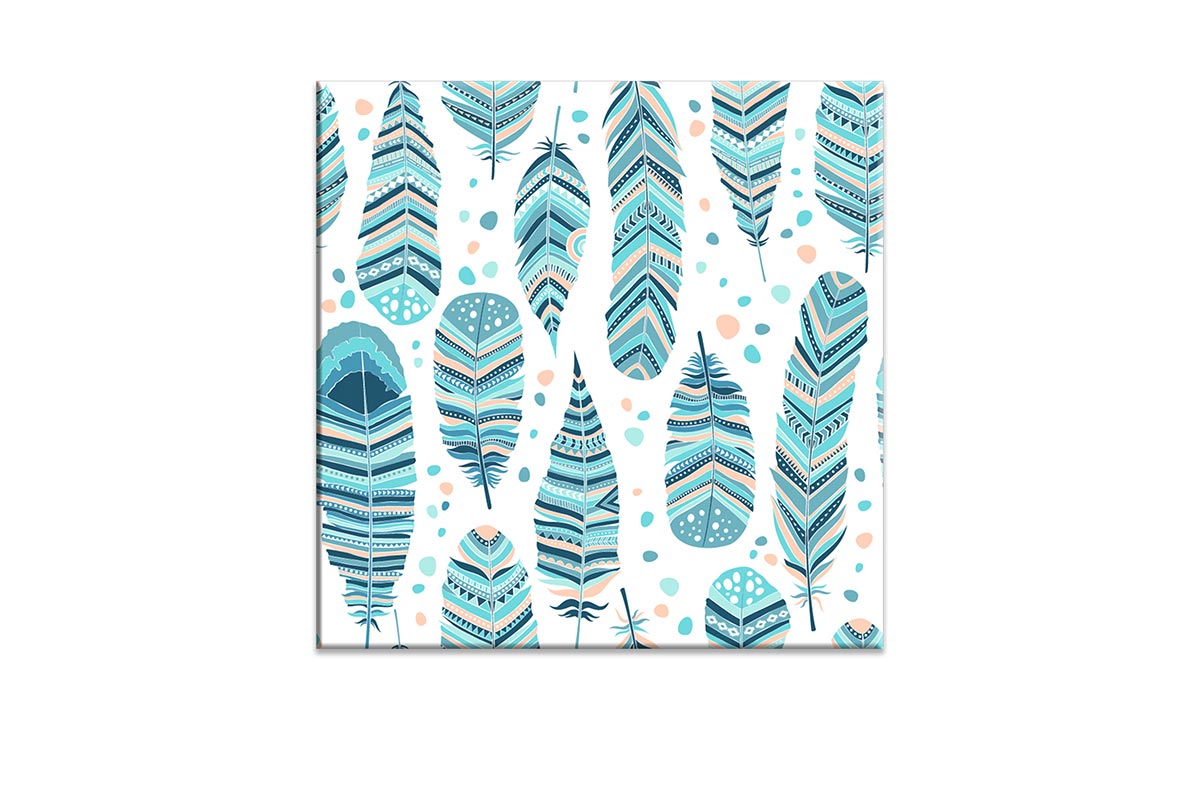 Blue Feather Pattern | Canvas Wall Art Print - Final Touch Decor