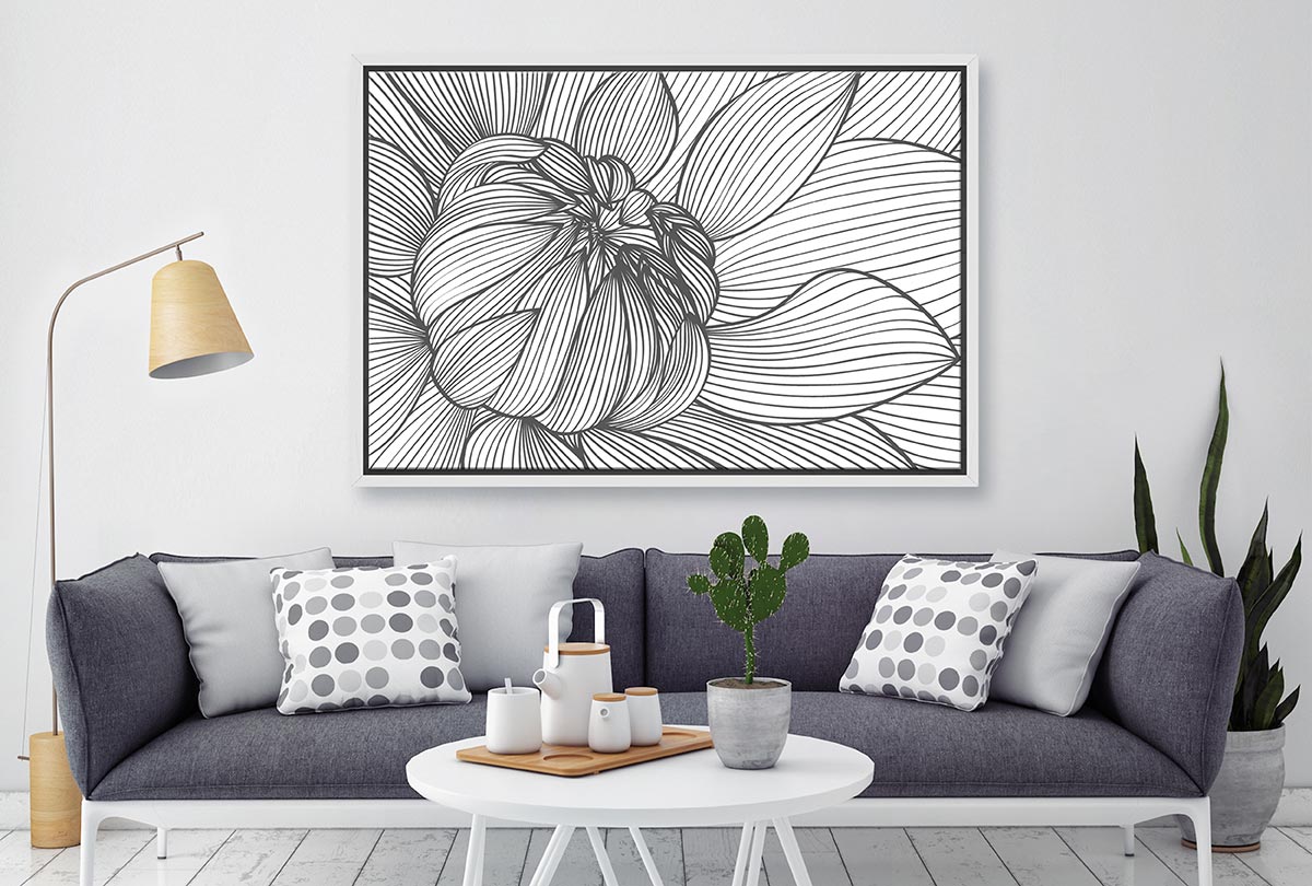Floral Line Drawing | Canvas Wall Art Print - Final Touch Decor