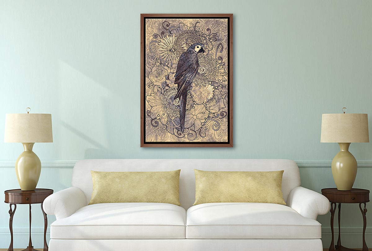 Parrot Line Art with Pattern | Canvas Wall Art Print - Final Touch Decor