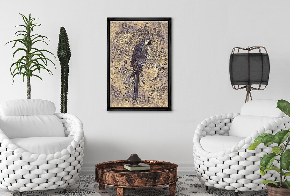 Parrot Line Art with Pattern | Canvas Wall Art Print - Final Touch Decor