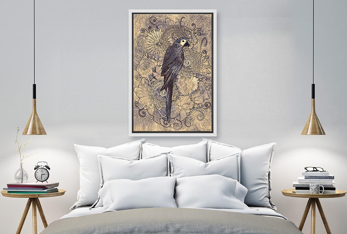 Parrot Line Art with Pattern | Canvas Wall Art Print - Final Touch Decor