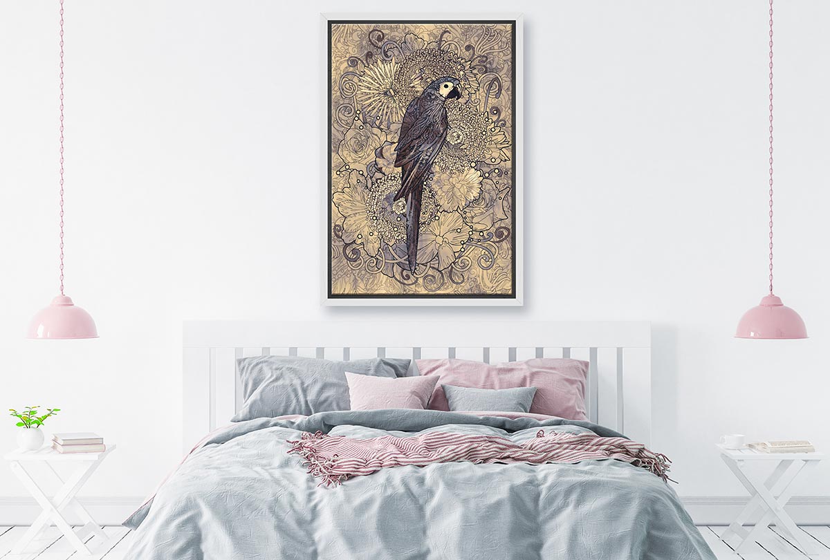 Parrot Line Art with Pattern | Canvas Wall Art Print - Final Touch Decor