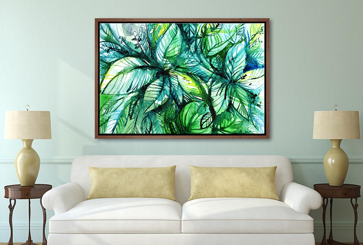Tropical Leaves Abstract Watercolour | Canvas Wall Art Print - Final Touch Decor