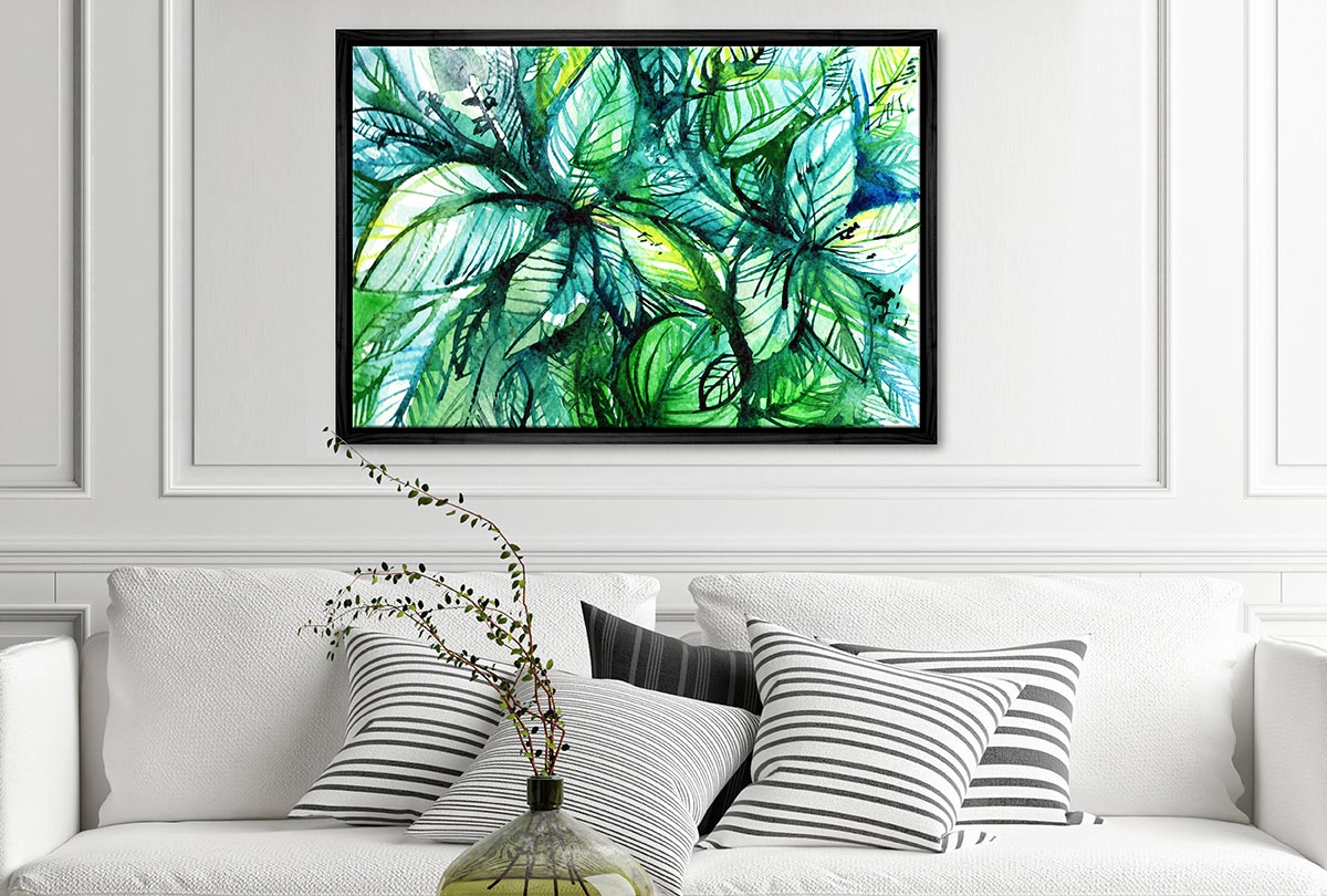 Tropical Leaves Abstract Watercolour | Canvas Wall Art Print - Final Touch Decor