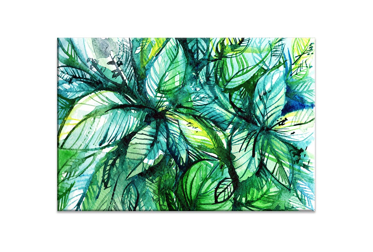 Tropical Leaves Abstract Watercolour | Canvas Wall Art Print - Final Touch Decor