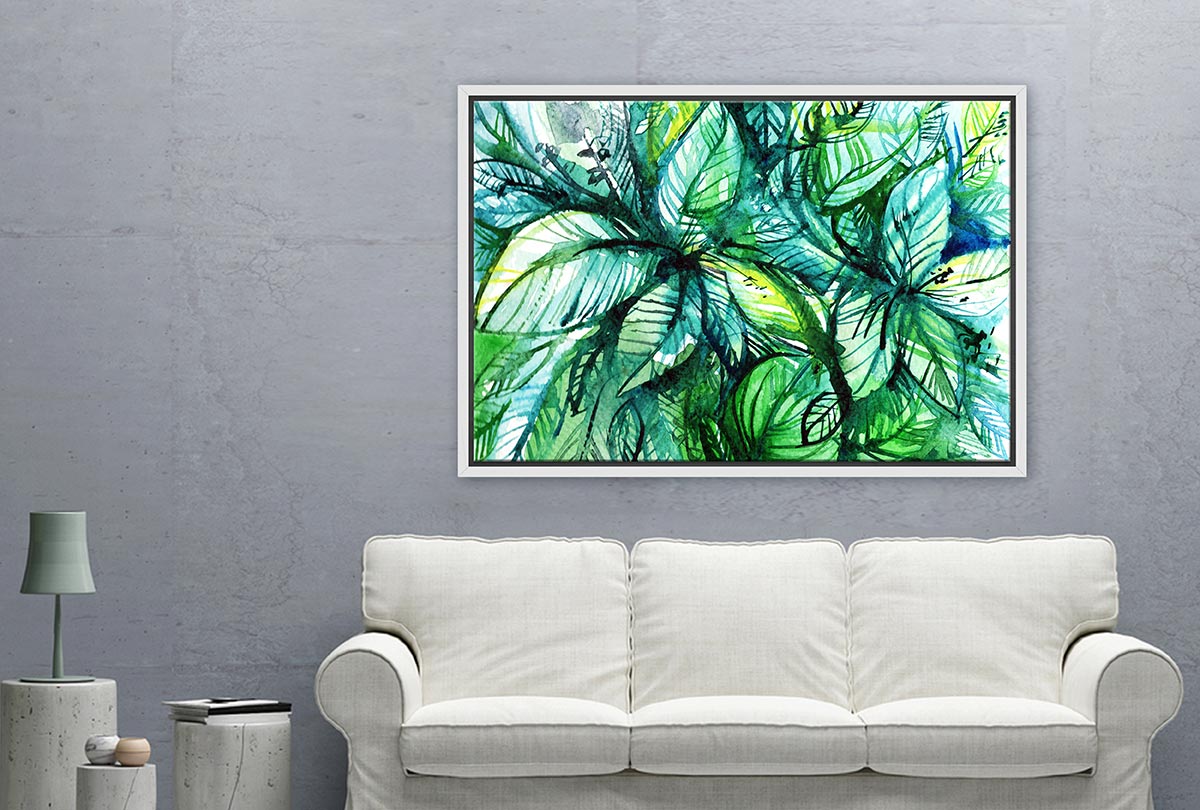 Tropical Leaves Abstract Watercolour | Canvas Wall Art Print - Final Touch Decor