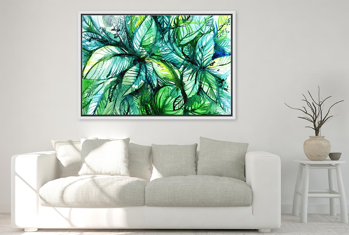 Tropical Leaves Abstract Watercolour | Canvas Wall Art Print - Final Touch Decor