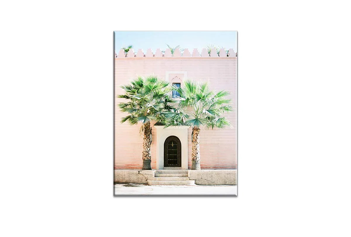 Pink Building with Palms | Canvas Wall Art Print - Final Touch Decor